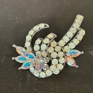 Elegant Silver and Iridescent Brooch